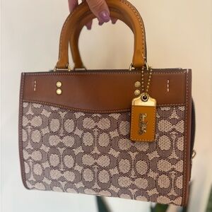 Coach Brown and Tan Signature Handbag